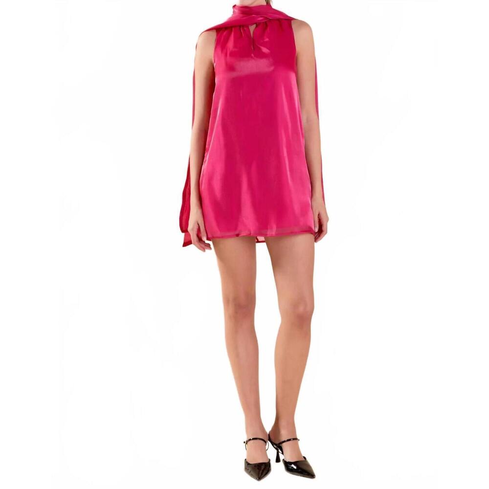 NEW 2.7 AUGUST APPAREL organza mini dress in fuchsia